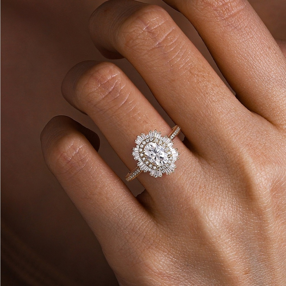 Rose Gold Art Deco Moissanite Ring